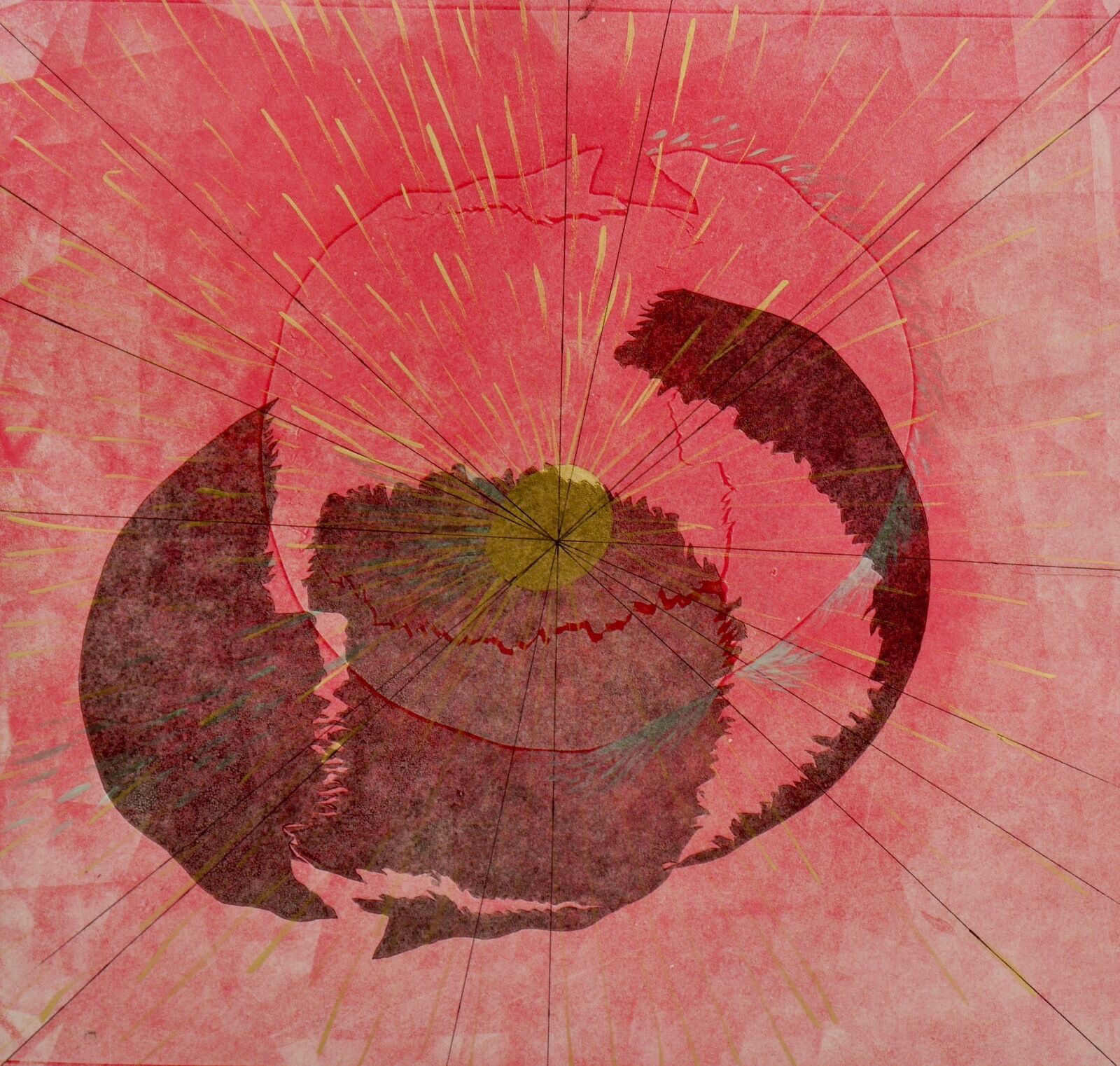 Geistesblitz2 Zeichnung Schablonendruck2022265x28cm