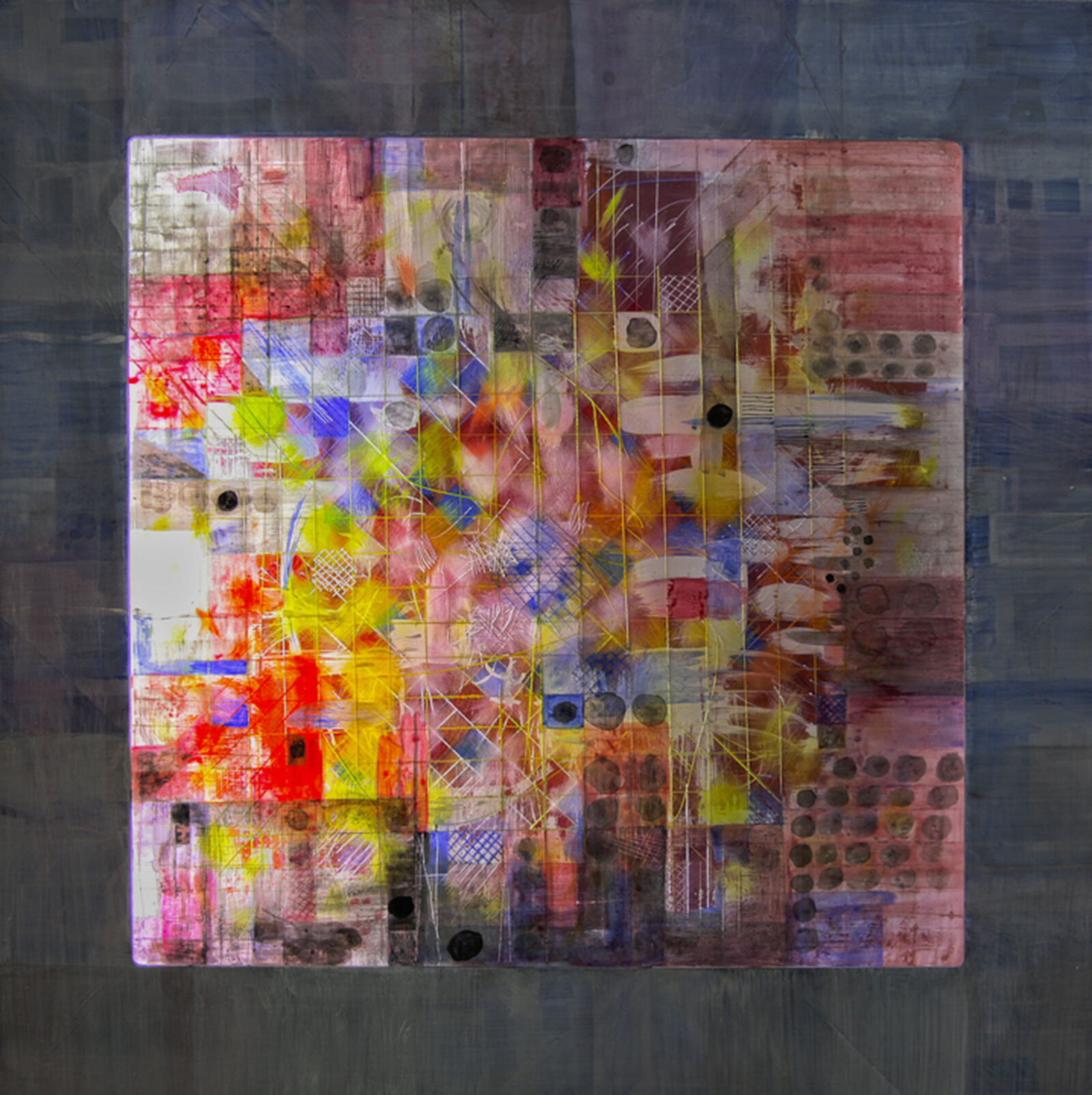 Acrylglas geritzt und bemalt/30x30cm/LED/ 2014