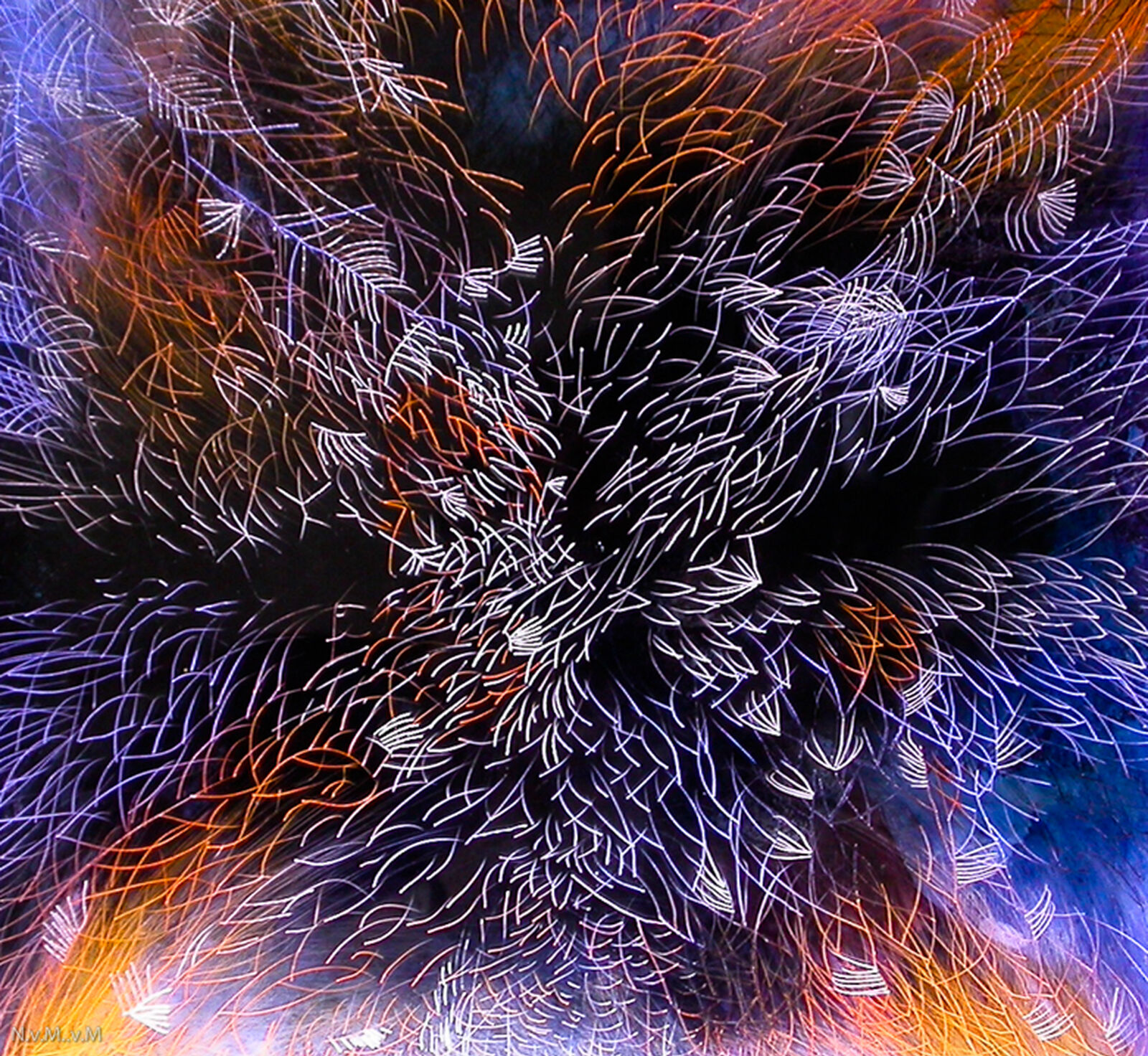 Acrylglas bemalt geritzt/30x30cm/2011 mit LED